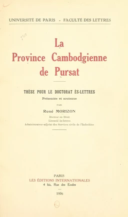 La province cambodgienne de Pursat