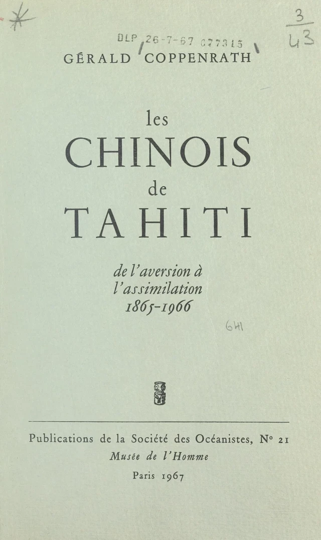 Les chinois de Tahiti - Gérald Coppenrath - FeniXX réédition numérique