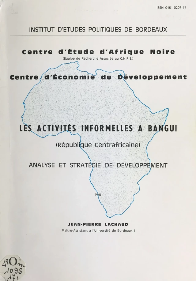 Les activités informelles à Bangui - Jean-Pierre Lachaud - FeniXX réédition numérique