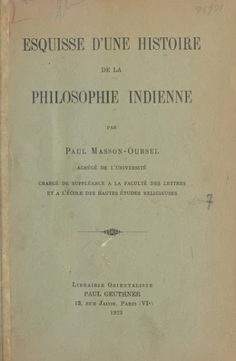 Esquisse d'une histoire de la philosophie indienne