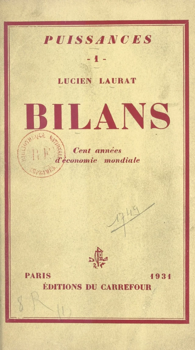 Bilans - Lucien Laurat - FeniXX réédition numérique