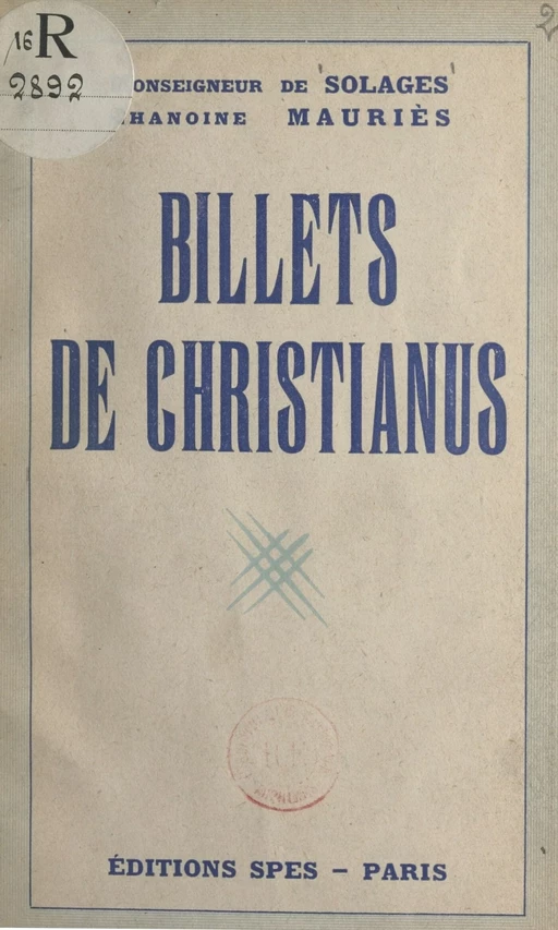 Billets de Christianus - Bruno de Solages, Clément Mauriès - FeniXX réédition numérique