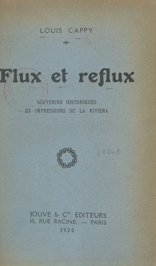 Flux et reflux - Louis Cappy - FeniXX réédition numérique