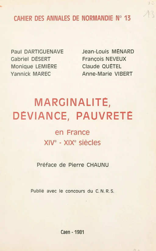 Marginalité, déviance, pauvreté - Paul Dartiguenave, Gabriel Désert - FeniXX réédition numérique