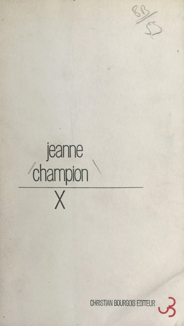 X - Jeanne Champion - FeniXX réédition numérique