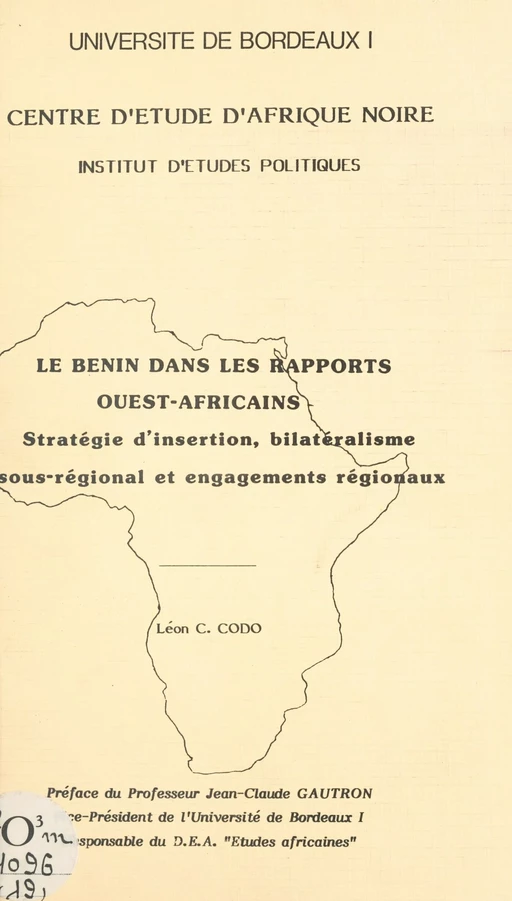 Le Bénin dans les rapports ouest-africains - Léon C. Codo - FeniXX réédition numérique