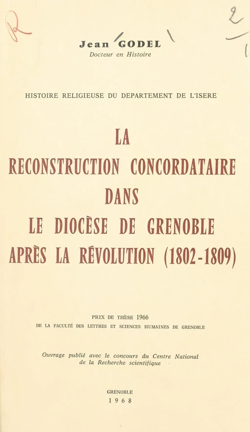 Histoire religieuse du département de l'Isère - Jean Godel - FeniXX réédition numérique