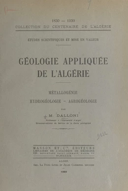 Géologie appliquée de l'Algérie