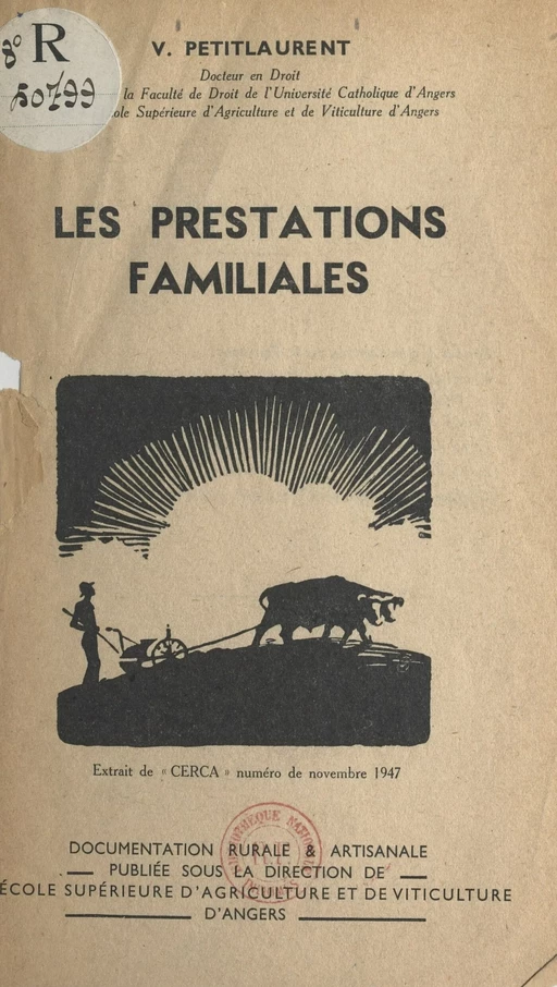 Les prestations familiales - V. Petitlaurent - FeniXX réédition numérique