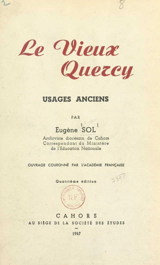 Le vieux Quercy - Eugène Sol - FeniXX réédition numérique