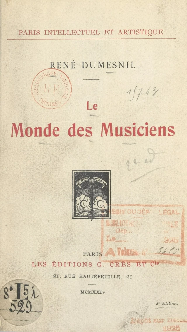 Le monde des musiciens - René Dumesnil - FeniXX réédition numérique