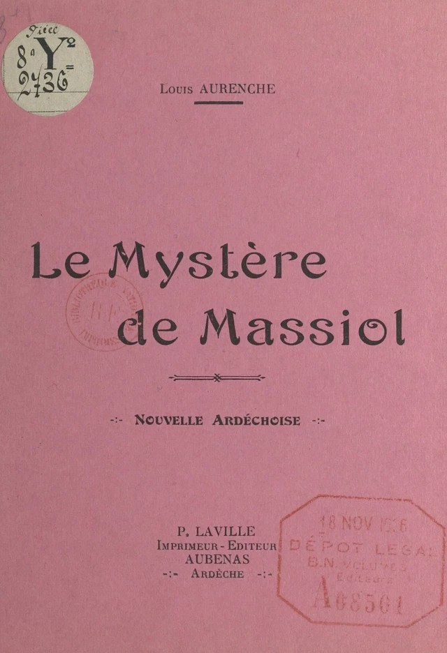 Le mystère de Massiol - Louis Aurenche - FeniXX réédition numérique