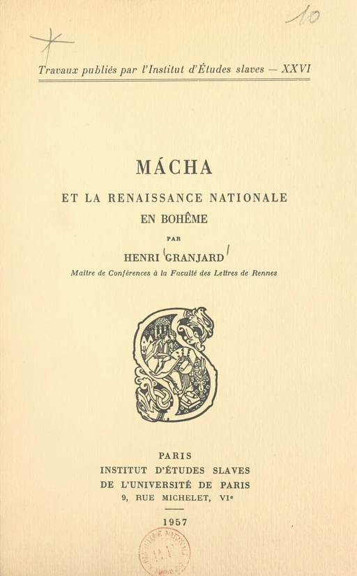 Mácha et la Renaissance nationale en Bohême - Henri Granjard - FeniXX réédition numérique