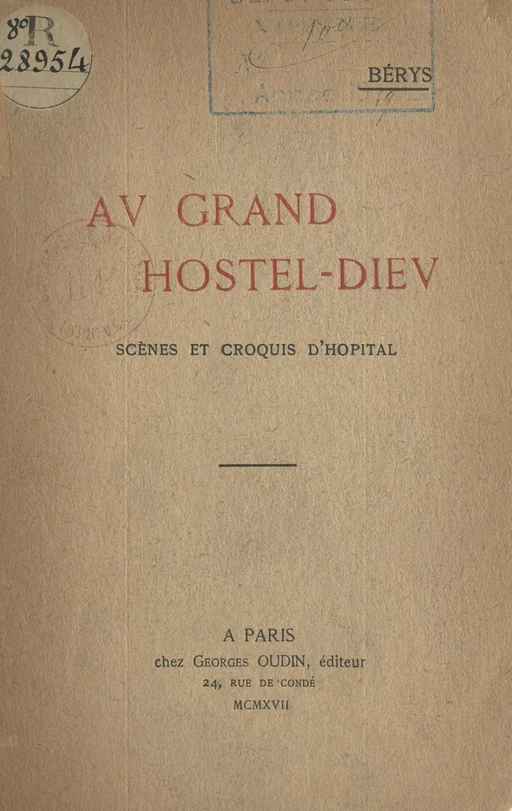 Au Grand Hostel-Dieu - José de Bérys - FeniXX réédition numérique