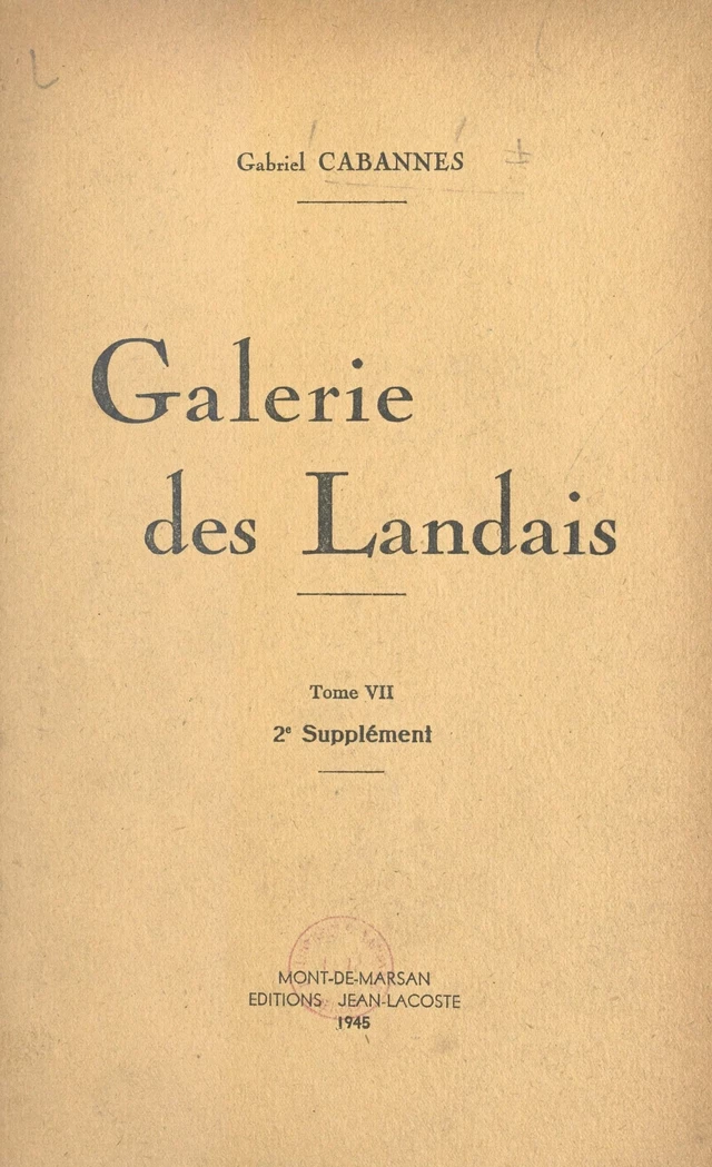 Galerie des Landais (7) - Gabriel Cabannes - FeniXX réédition numérique