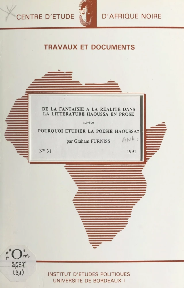 De la fantaisie à la réalité dans la littérature Haoussa en Prose - Graham Furniss - FeniXX réédition numérique