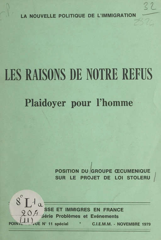 La nouvelle politique de l'immigration, les raisons de notre refus - Roby Bois, Ramon Casamitjana - FeniXX réédition numérique