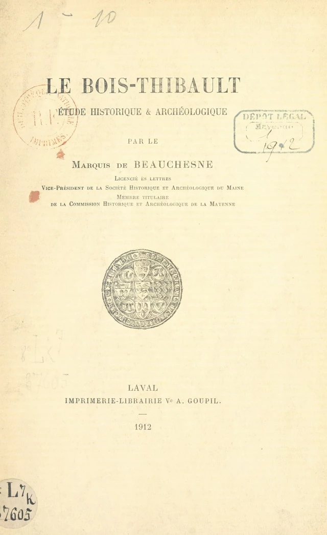 Le Bois-Thibault -  de Beauchesne - FeniXX réédition numérique