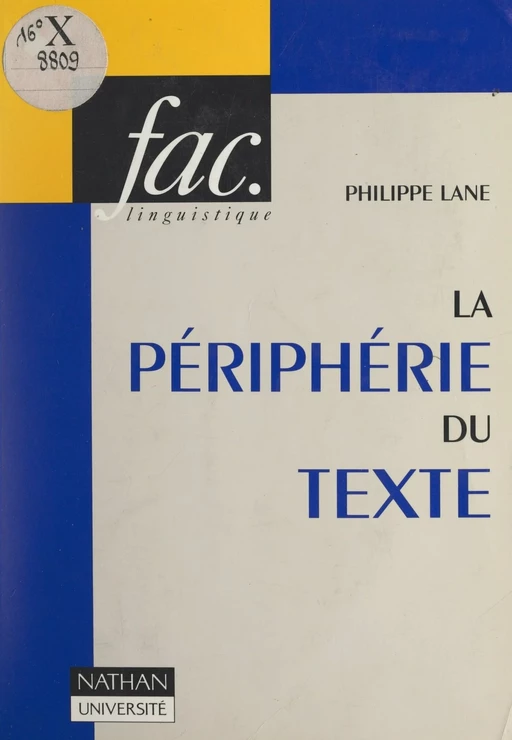 La périphérie du texte - Philippe Lane - FeniXX réédition numérique