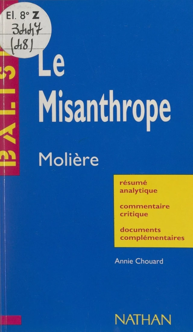 Le Misanthrope - Annie Chouard - FeniXX réédition numérique