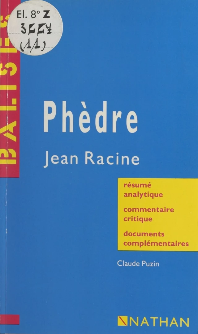 Phèdre - Claude Puzin - FeniXX réédition numérique