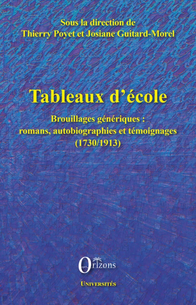 Tableaux d'école -  - Editions Orizons