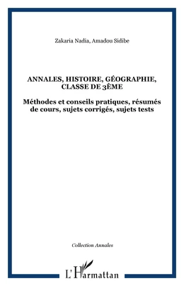 Annales, histoire, géographie, classe de 3ème