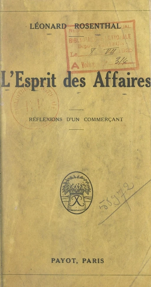 L'esprit des affaires - Léonard Rosenthal - FeniXX réédition numérique