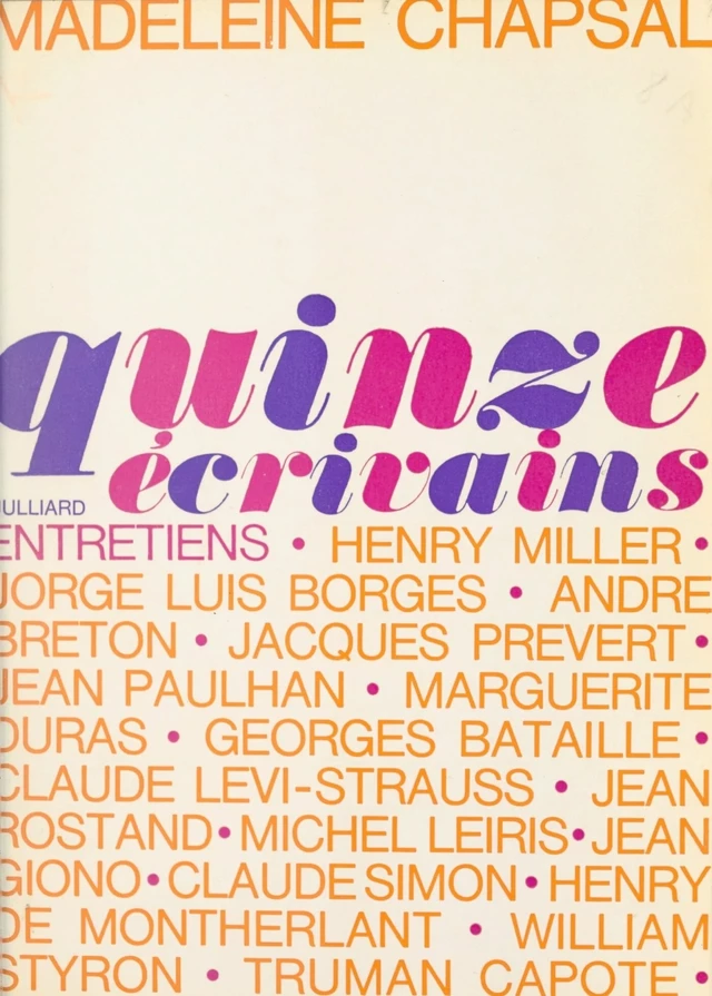 Quinze écrivains - Madeleine Chapsal - FeniXX réédition numérique