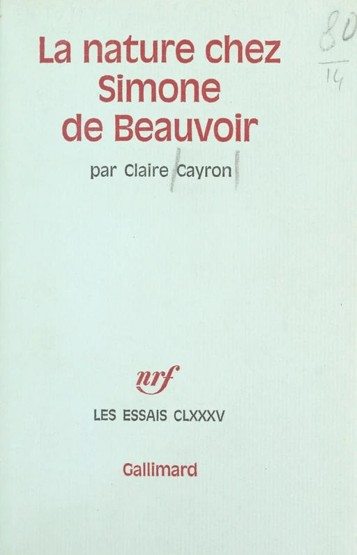 La nature chez Simone de Beauvoir - Claire Cayron - FeniXX réédition numérique