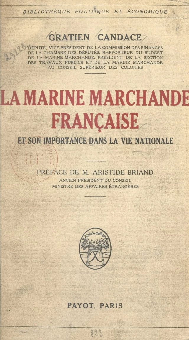 La marine marchande française et son importance dans la vie nationale - Gratien Candace - FeniXX réédition numérique