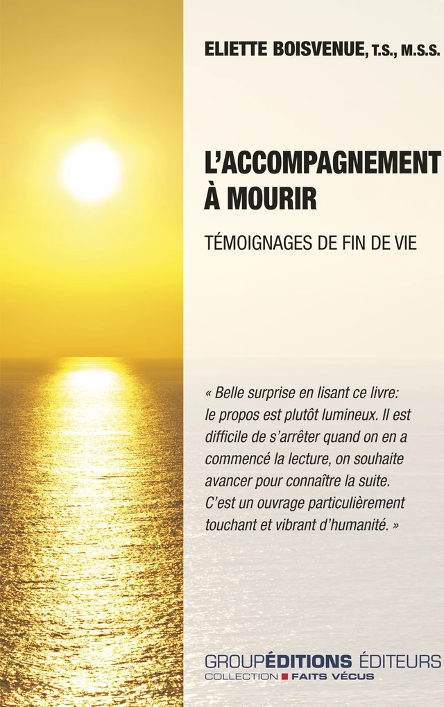 L'accompagnement à mourir - Eliette Boisvenue - Groupéditions Editeurs