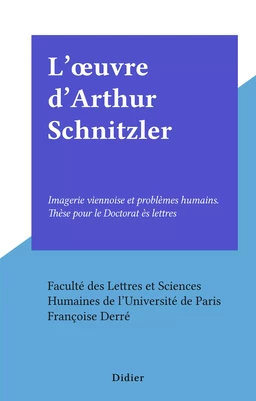 L'œuvre d'Arthur Schnitzler