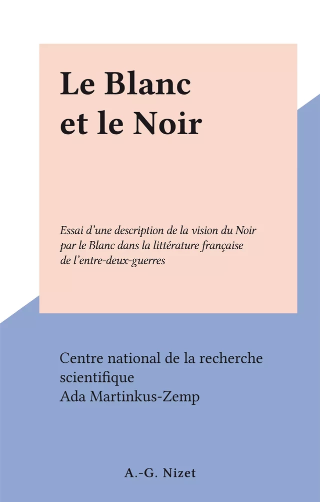 Le Blanc et le Noir - Ada Martinkus - FeniXX réédition numérique