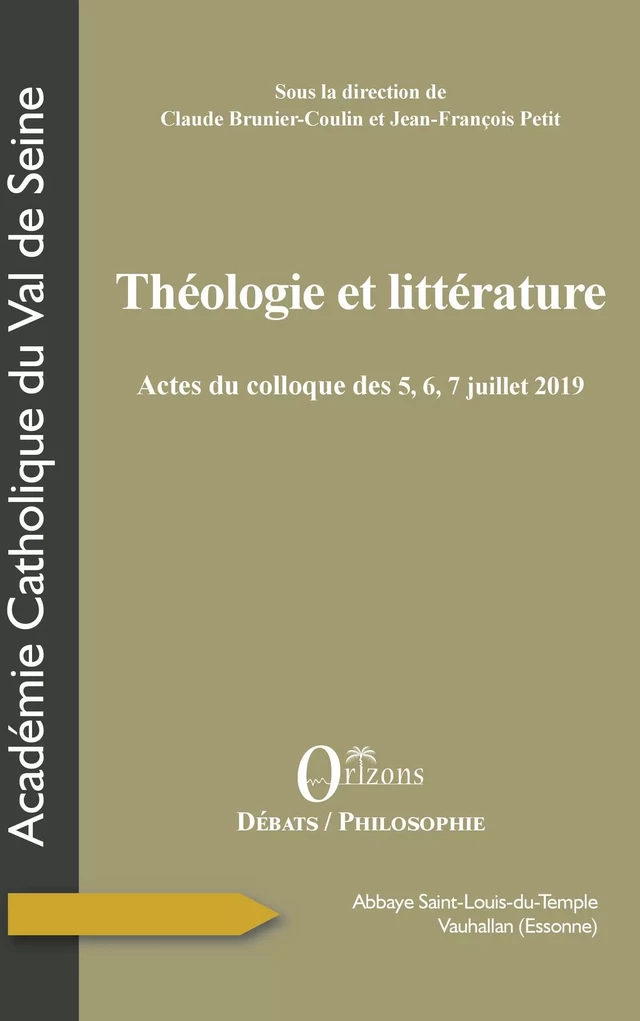 Théologie et littérature - Claude Brunier-Coulin, Jean-François Petit - Editions Orizons