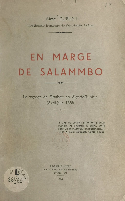 En marge de Salammbô - Aimé Dupuy - FeniXX réédition numérique