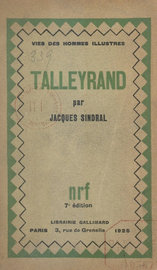 Talleyrand - Jacques Sindral - FeniXX réédition numérique