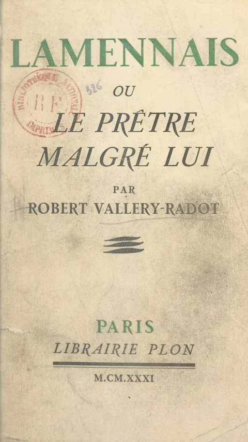 Lamennais - Robert Vallery-Radot - FeniXX réédition numérique