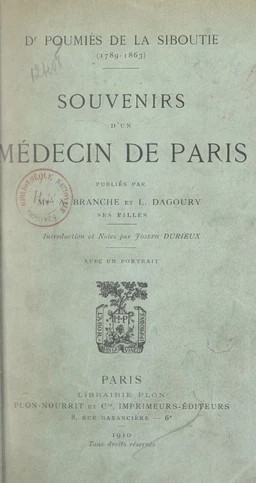 Dr Poumiès de La Siboutie, 1789-1863