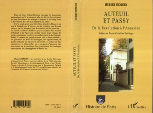 Auteuil et Passy - Hubert Demory - Editions L'Harmattan