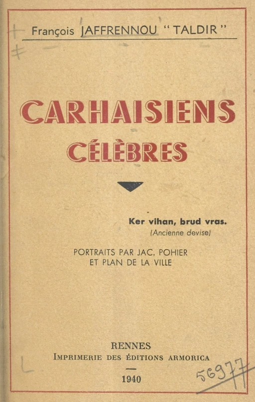 Carhaisiens célèbres - François Taldir Jaffrennou - FeniXX réédition numérique