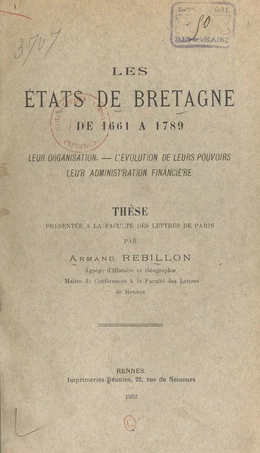 Les États de Bretagne de 1661 à 1789