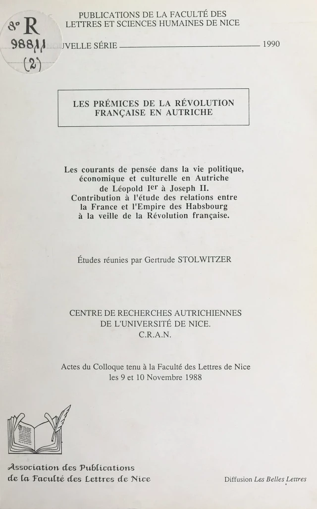 Les prémices de la Révolution française en Autriche - Georges Castellan, Roland Edighoffer - FeniXX réédition numérique