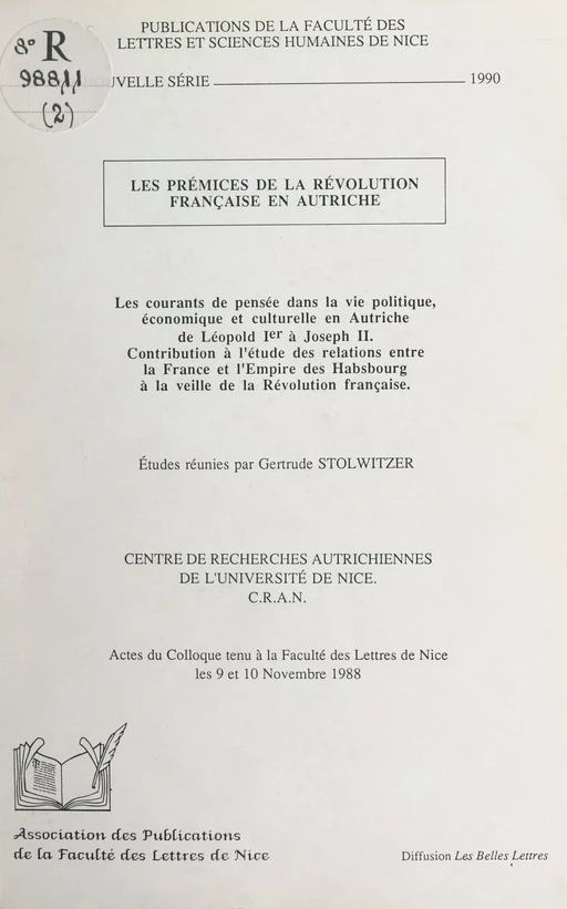 Les prémices de la Révolution française en Autriche - Georges Castellan, Roland Edighoffer - FeniXX réédition numérique