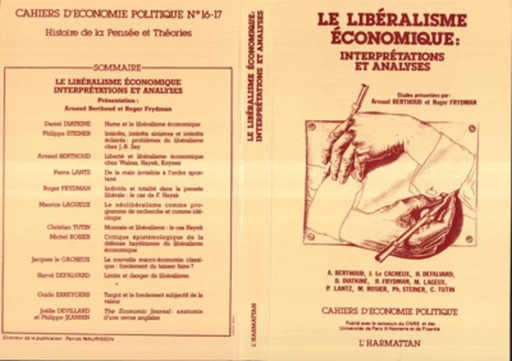 Le libéralisme économique : interprétations et analyses - Arnaud Berthoud - Editions L'Harmattan