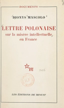 Lettre polonaise sur la misère intellectuelle en France