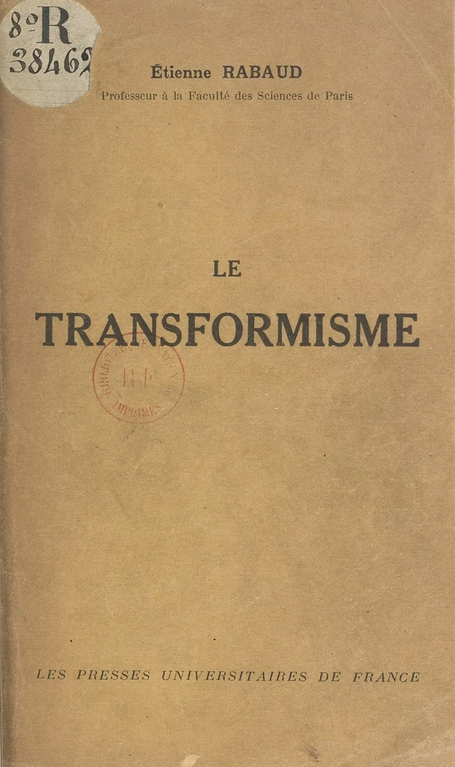 Le transformisme (1) - Étienne Rabaud - FeniXX réédition numérique