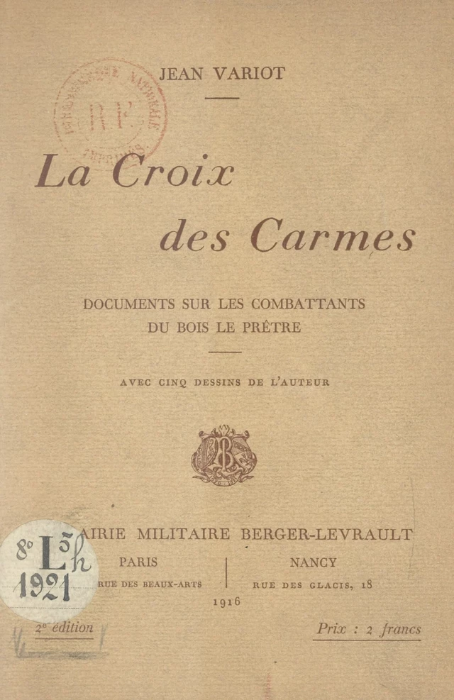 La Croix des Carmes - Jean Variot - FeniXX réédition numérique