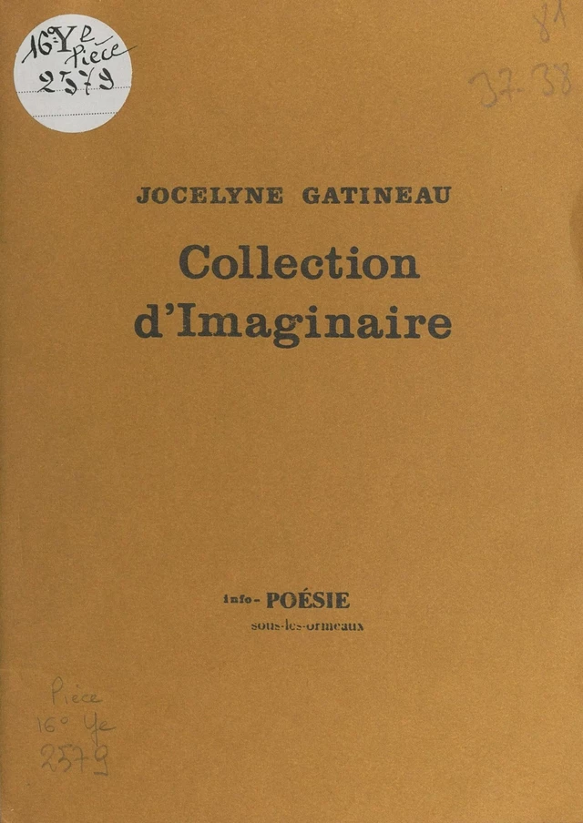 Collection d'imaginaire - Jocelyne Gatineau - FeniXX réédition numérique