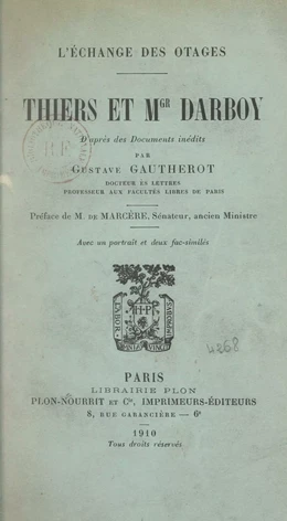 L'échange des otages, Thiers et Mgr Darboy